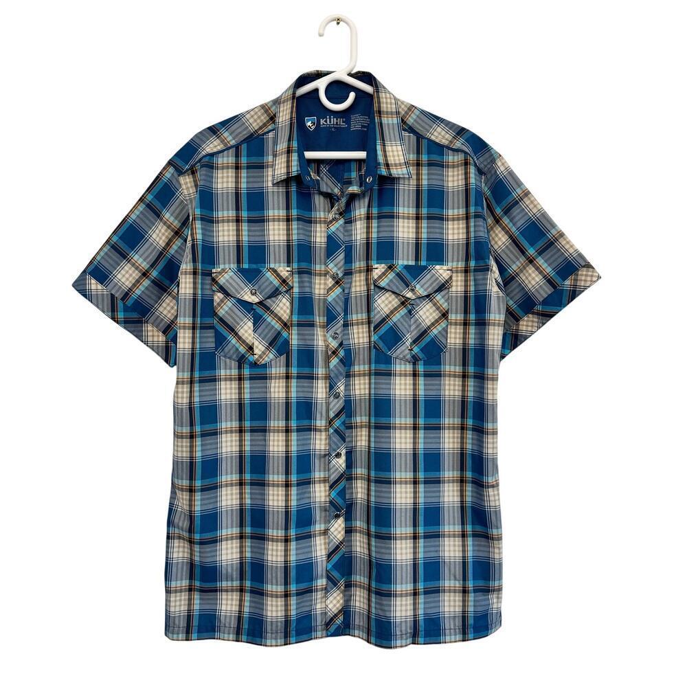 Kuhl Suncel Snap Button Short Sleeve Plaid Shirt XL Outdoors Gorpcore Active